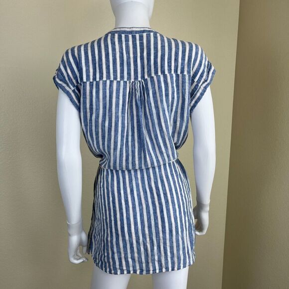 Rails Women's Size XS Blue Emma Mykonos Stripe Linen Mini Dress Cover Up Resort - Picture 9 of 17